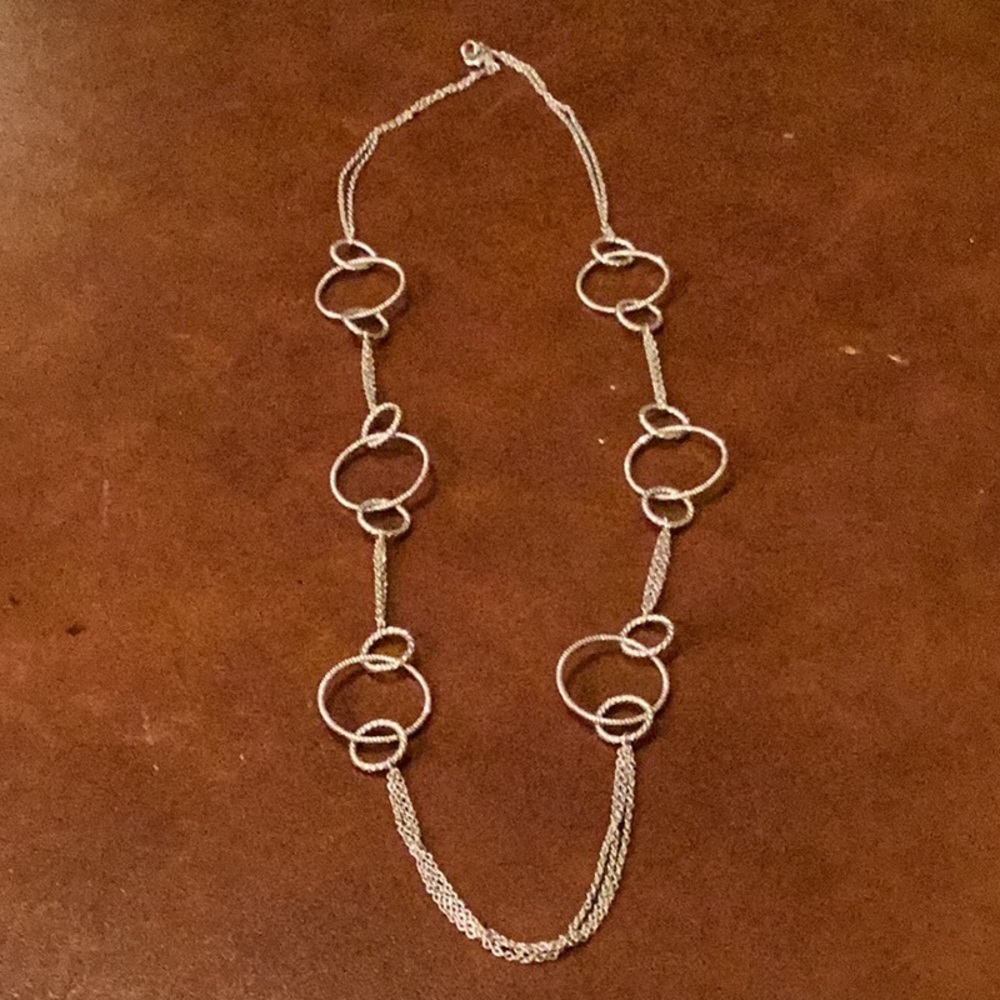 Silver long necklace Jewelry